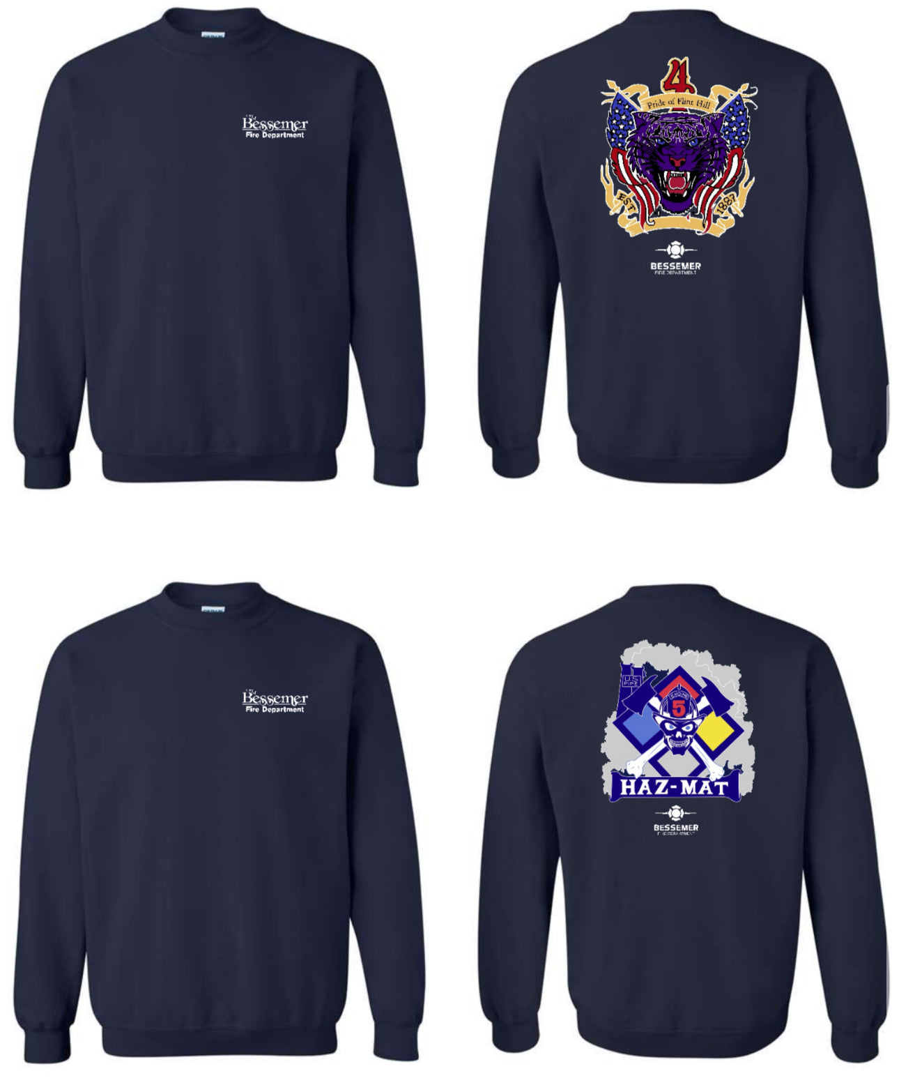 Bessemer - Sweatshirt (Firefighter & Officer City Logo, Heavy Rescue, Local 980 & All Stations)