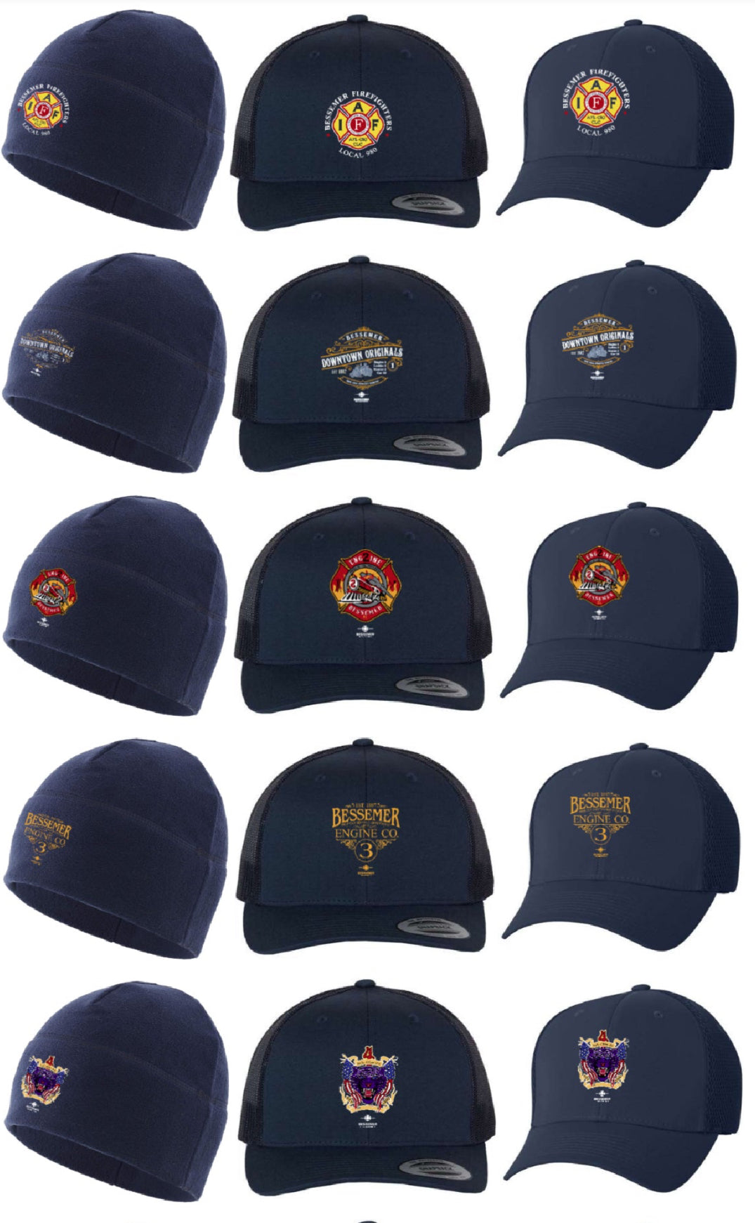Bessemer - Hats, Beanies, & Blankets, Duffle Bags (Officer City Logo, Heavy Rescue, Local 980 & All Stations) with Embroidery Option